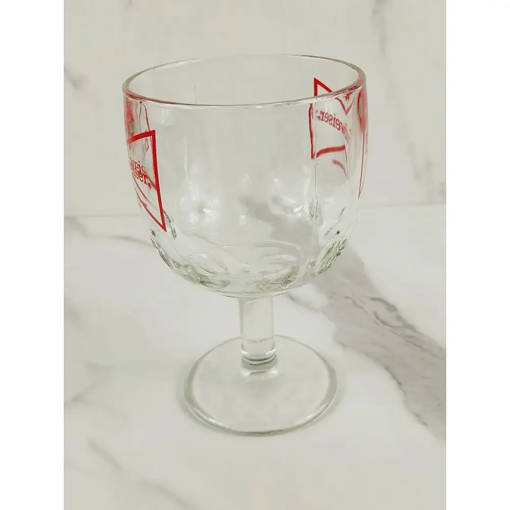Budweiser Thumbprint Beer Goblet Glass 16oz Chalice Cup Red Logo 6